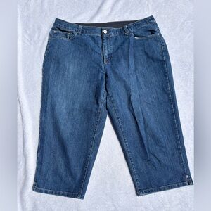 CJ Banks Dark Blue Denim Cropped Jeans